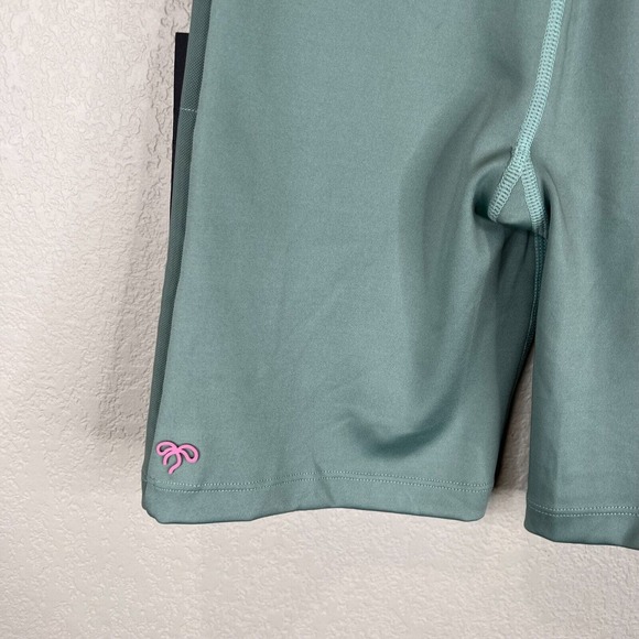Marchesa Active Olivia Biker Shorts Size Small Sage Green Side Mesh Athletic - Picture 9 of 14